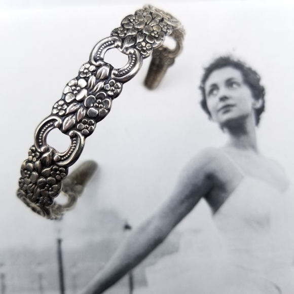 Vintage Jewelry - Vintage sterling floral filigree cuff bracelet